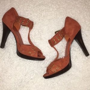 Nine West Orange Suede Sandals